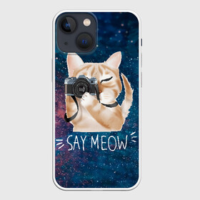 Чехол для iPhone 13 mini с принтом Say Meow в Петрозаводске,  |  | meow | кот | котенок | котик | котики | котятка | кошка | мяу | скажи мяу | фотоаппарат | фотограф