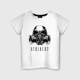 Детская футболка хлопок с принтом S.T.A.L.K.E.R. 2 в Петрозаводске, 100% хлопок | круглый вырез горловины, полуприлегающий силуэт, длина до линии бедер | Тематика изображения на принте: bandit | chernobyl | logo | pripyat | s.t.a.l.k.e.r. 2 | shadow of chernobyl | stalker | stalker 2 | бандиты | лого | меченый | припять | сталкер | сталкер 2 | тени чернобыля | чернобыль | чистое небо