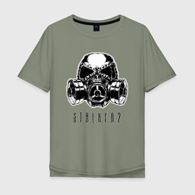 Мужская футболка хлопок Oversize с принтом S.T.A.L.K.E.R. 2 в Петрозаводске, 100% хлопок | свободный крой, круглый ворот, “спинка” длиннее передней части | bandit | chernobyl | logo | pripyat | s.t.a.l.k.e.r. 2 | shadow of chernobyl | stalker | stalker 2 | бандиты | лого | меченый | припять | сталкер | сталкер 2 | тени чернобыля | чернобыль | чистое небо