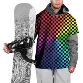 Накидка на куртку 3D с принтом Checkerboard Color  в Петрозаводске, 100% полиэстер |  | checkerboard | gradient | бойчик | в клетку | в клеточку | градиент | клетка | музыка | орнамент | френдзона | шахматная доска | шашки