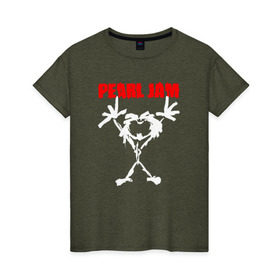 Женская футболка хлопок с принтом Pearl Jam в Петрозаводске, 100% хлопок | прямой крой, круглый вырез горловины, длина до линии бедер, слегка спущенное плечо | альтернативный рок | американская | гранж | группа | майк маккриди | рок | стоун госсард | хард рок | эдди веддер