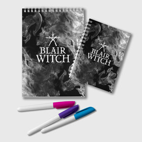 Блокнот с принтом BLAIR WITCH в Петрозаводске, 100% бумага | 48 листов, плотность листов — 60 г/м2, плотность картонной обложки — 250 г/м2. Листы скреплены удобной пружинной спиралью. Цвет линий — светло-серый
 | blair witch | blair witch 2019 | blair witch игра | blairs witch | блэр | ведьмы | ведьмы из блэр