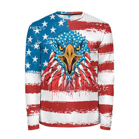 Мужской лонгслив 3D с принтом American Eagle в Петрозаводске, 100% полиэстер | длинные рукава, круглый вырез горловины, полуприлегающий силуэт | Тематика изображения на принте: america | amerika | bird | eagle | flag | usa | америка | американский | орел | птица | соединенные | сша | флаг | штаты