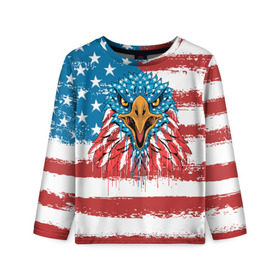 Детский лонгслив 3D с принтом American Eagle в Петрозаводске, 100% полиэстер | длинные рукава, круглый вырез горловины, полуприлегающий силуэт
 | Тематика изображения на принте: america | amerika | bird | eagle | flag | usa | америка | американский | орел | птица | соединенные | сша | флаг | штаты