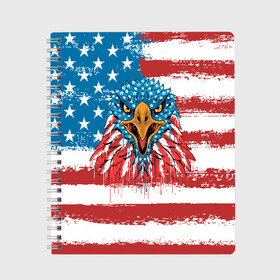Тетрадь с принтом American Eagle в Петрозаводске, 100% бумага | 48 листов, плотность листов — 60 г/м2, плотность картонной обложки — 250 г/м2. Листы скреплены сбоку удобной пружинной спиралью. Уголки страниц и обложки скругленные. Цвет линий — светло-серый
 | america | amerika | bird | eagle | flag | usa | америка | американский | орел | птица | соединенные | сша | флаг | штаты