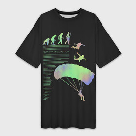 Платье-футболка 3D с принтом Skydiver evolution в Петрозаводске,  |  | good morning | jump | motivation | skydiver | skydiving | sport | зож | мотивация | парашютист | парашютный спорт | прыжки с парашютом | спорт | успех | утро