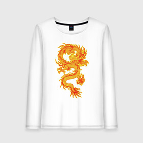 Женский лонгслив хлопок с принтом Огненный Дракон в Петрозаводске, 100% хлопок |  | дракон | мистическое существо | огненный дракон | огонь