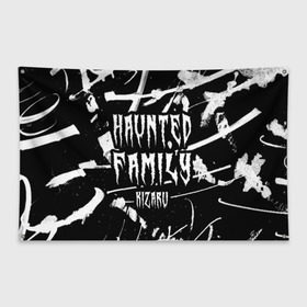 Флаг-баннер с принтом KIZARU - HAUNTED FAMILY в Петрозаводске, 100% полиэстер | размер 67 х 109 см, плотность ткани — 95 г/м2; по краям флага есть четыре люверса для крепления | family | haunted | hip | hop | karmageddon | karmagedon | kizaru | music | rap | rapper | дежавю | кармагеддон | кармагедон | кизаро | кизару | музыка | нечипоренко | олег | рэп | рэпер | фэмили | хаунтед | хип | хоп