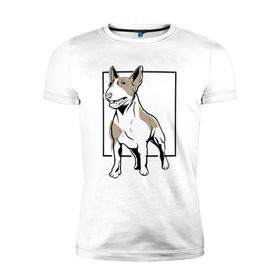 Мужская футболка премиум с принтом Бультерьер в Петрозаводске, 92% хлопок, 8% лайкра | приталенный силуэт, круглый вырез ворота, длина до линии бедра, короткий рукав | bull | bull terrier | dog | terrier | бультерьер | собака | собаки