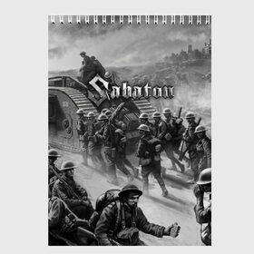 Скетчбук с принтом Sabaton в Петрозаводске, 100% бумага
 | 48 листов, плотность листов — 100 г/м2, плотность картонной обложки — 250 г/м2. Листы скреплены сверху удобной пружинной спиралью | battle metal | primo victoria | sabaton | the art of war | the great war | группа | йоаким броден | латный ботинок | метал | пауэр | рыцарские доспехи | сабатон | собатон | хэви