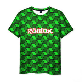 Мужская футболка 3D с принтом ROBLOX в Петрозаводске, 100% полиэфир | прямой крой, круглый вырез горловины, длина до линии бедер | game | gamer | logo | minecraft | roblox | simulator | игра | конструктор | лого | симулятор | строительство | фигура