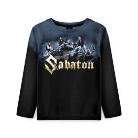 Детский лонгслив 3D с принтом Sabaton в Петрозаводске, 100% полиэстер | длинные рукава, круглый вырез горловины, полуприлегающий силуэт
 | battle metal | primo victoria | sabaton | the art of war | the great war | группа | йоаким броден | латный ботинок | метал | пауэр | рыцарские доспехи | сабатон | собатон | хэви