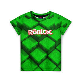 Детская футболка 3D с принтом ROBLOX в Петрозаводске, 100% гипоаллергенный полиэфир | прямой крой, круглый вырез горловины, длина до линии бедер, чуть спущенное плечо, ткань немного тянется | game | gamer | logo | minecraft | roblox | simulator | игра | конструктор | лого | симулятор | строительство | фигура