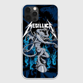 Чехол для iPhone 12 Pro с принтом Metallica в Петрозаводске, силикон | область печати: задняя сторона чехла, без боковых панелей | american | blue | demon | devil | flame | hell | metal band | metallica | music | rock | американская | голубое | демон | дьявол | метал группа | металлика | музыка | пламя | рок | черт