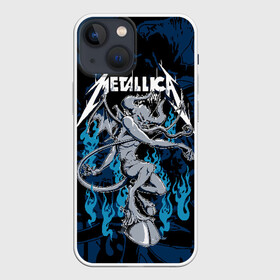 Чехол для iPhone 13 mini с принтом Metallica в Петрозаводске,  |  | american | blue | demon | devil | flame | hell | metal band | metallica | music | rock | американская | голубое | демон | дьявол | метал группа | металлика | музыка | пламя | рок | черт