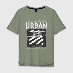 Мужская футболка хлопок Oversize с принтом Black Urban Style в Петрозаводске, 100% хлопок | свободный крой, круглый ворот, “спинка” длиннее передней части | Тематика изображения на принте: black | urban | буквы | взгляд | глаза | лицо | минимализм | полосы | рваная | стиль | урбан | урбанистический