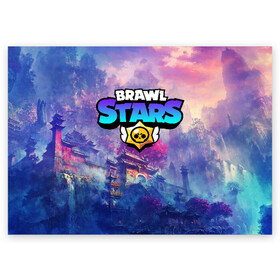 Поздравительная открытка с принтом Brawl Stars в Петрозаводске, 100% бумага | плотность бумаги 280 г/м2, матовая, на обратной стороне линовка и место для марки
 | brawl | bs | fails | leon | stars | supercell | tick | бой | босс | бравл | броубол | бс | герои | драка | звезд | осада | сейф | старс | цель