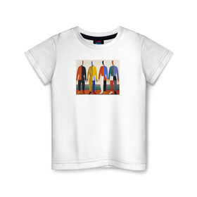 Детская футболка хлопок с принтом Казимир Малевич Крестьяне в Петрозаводске, 100% хлопок | круглый вырез горловины, полуприлегающий силуэт, длина до линии бедер | живопись | искусство | картина | художники | шедевры