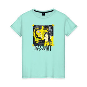 Женская футболка хлопок с принтом BASQUIAT ARTIST в Петрозаводске, 100% хлопок | прямой крой, круглый вырез горловины, длина до линии бедер, слегка спущенное плечо | живопись | искусство | картина | художники | шедевры