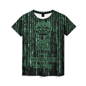 Женская футболка 3D с принтом THE MATRIX HAS YOU в Петрозаводске, 100% полиэфир ( синтетическое хлопкоподобное полотно) | прямой крой, круглый вырез горловины, длина до линии бедер | matrix | андерсон | киану | код | компьютер. монитор. пк | матрица | послание | ривз | сообщение | томас