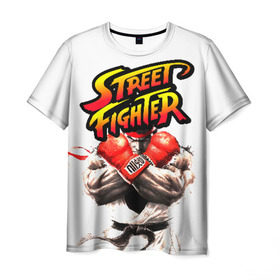 Мужская футболка 3D с принтом Street fighter в Петрозаводске, 100% полиэфир | прямой крой, круглый вырез горловины, длина до линии бедер | capcom | fighter | fighting | street | боец | суторито фаита | уличный | файтинг