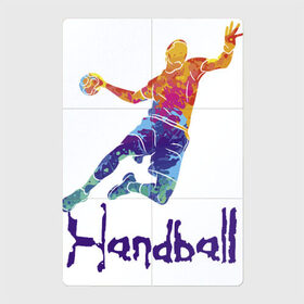 Магнитный плакат 2Х3 с принтом Handball в Петрозаводске, Полимерный материал с магнитным слоем | 6 деталей размером 9*9 см | attack | ball | game | handball | jump | player | sport | sportsman | атака | игра | мяч | прыжок | спорт | спортмен