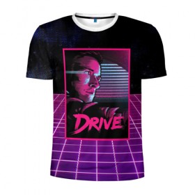 Мужская футболка 3D спортивная с принтом Drive в Петрозаводске, 100% полиэстер с улучшенными характеристиками | приталенный силуэт, круглая горловина, широкие плечи, сужается к линии бедра | drive | gosling | retrowave | гослинг | драйв