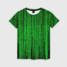 Женская футболка 3D с принтом Матрица в Петрозаводске, 100% полиэфир ( синтетическое хлопкоподобное полотно) | прямой крой, круглый вырез горловины, длина до линии бедер | agent smith | hugo weaving | keanu reeves | the matrix | киану ривз | код | матрица | матрица 4 | нео | цифры