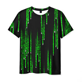 Мужская футболка 3D с принтом МАТРИЦА в Петрозаводске, 100% полиэфир | прямой крой, круглый вырез горловины, длина до линии бедер | Тематика изображения на принте: agent smith | hugo weaving | keanu reeves | the matrix | киану ривз | код | матрица | матрица 4 | нео | цифры