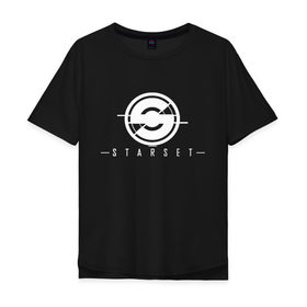 Мужская футболка хлопок Oversize с принтом Starset Logo в Петрозаводске, 100% хлопок | свободный крой, круглый ворот, “спинка” длиннее передней части | logo | rock | starset | лого | рок | старсет