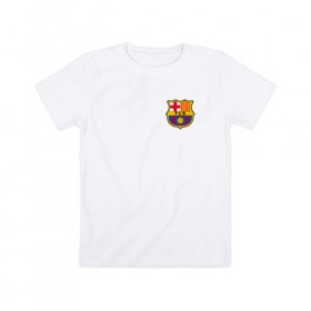 Детская футболка хлопок с принтом FC BARCELONA в Петрозаводске, 100% хлопок | круглый вырез горловины, полуприлегающий силуэт, длина до линии бедер | barca | barcelona | fc barca | барка | барселона
