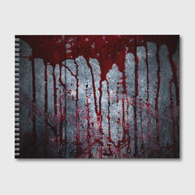Альбом для рисования с принтом Кровь на металле в Петрозаводске, 100% бумага
 | матовая бумага, плотность 200 мг. | blood | bloody | horror | texture | абстракция | брызги | в крови | краска | красная краска | кровавая | кровь | текстура | ужас