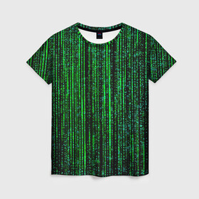 Женская футболка 3D с принтом МАТРИЦА КАК В КИНО в Петрозаводске, 100% полиэфир ( синтетическое хлопкоподобное полотно) | прямой крой, круглый вырез горловины, длина до линии бедер | agent smith | hugo weaving | keanu reeves | the matrix | киану ривз | код | матрица | матрица 4 | нео | цифры