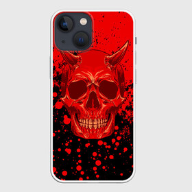 Чехол для iPhone 13 mini с принтом Devil Skull в Петрозаводске,  |  | blood | devil | halloween | horror | paint | skull | дьявол | краска | кровь | страшный | хеллоуин | хэлуин | череп