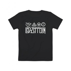 Детская футболка хлопок с принтом Led Zeppelin в Петрозаводске, 100% хлопок | круглый вырез горловины, полуприлегающий силуэт, длина до линии бедер | led | led zeppelin | lz | zoso | группа | джимми пейдж | джон генри бонэм | джон пол джонс | зосо | лед зепелен | лед зеппелин | ледзепелен | ледзеппелин | лз | метал | роберт плант | рок | тяжелый