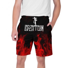 Мужские шорты 3D с принтом Led Zeppelin в Петрозаводске,  полиэстер 100% | прямой крой, два кармана без застежек по бокам. Мягкая трикотажная резинка на поясе, внутри которой широкие завязки. Длина чуть выше колен | Тематика изображения на принте: led zeppelin | лед зеппелин