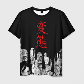 Мужская футболка 3D с принтом Японская анимация в Петрозаводске, 100% полиэфир | прямой крой, круглый вырез горловины, длина до линии бедер | ahegao | anime | japan | manga | sempai | senpai | аниме | ахегао | лицо | манга | семпай | сенпай | япония