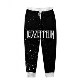 Мужские брюки 3D с принтом Led Zeppelin в Петрозаводске, 100% полиэстер | манжеты по низу, эластичный пояс регулируется шнурком, по бокам два кармана без застежек, внутренняя часть кармана из мелкой сетки | 