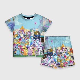 Детский костюм с шортами 3D с принтом MY LITTLE PONY в Петрозаводске,  |  | my little pony | pinkie pie | scootaloo | spike | sweaty balls | искорка | крошка бель | маленькие пони | мульфтфильм | пони | скутолу | эппл блум