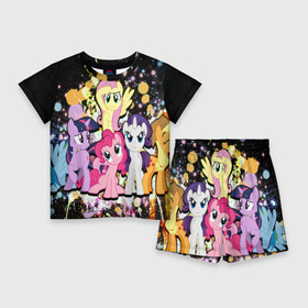 Детский костюм с шортами 3D с принтом MY LITTLE PONY в Петрозаводске,  |  | my little pony | pinkie pie | scootaloo | spike | sweaty balls | искорка | крошка бель | маленькие пони | мульфтфильм | пони | си | скутолу | эппл блум