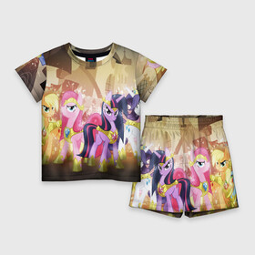 Детский костюм с шортами 3D с принтом PONY в Петрозаводске,  |  | my little pony | pinkie pie | scootaloo | spike | sweaty balls | искорка | крошка бель | маленькие пони | мульфтфильм | пони | скутолу | эппл блум
