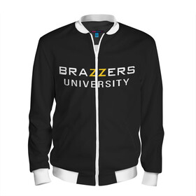 Мужской бомбер 3D с принтом Вrazzers university в Петрозаводске, 100% полиэстер | застегивается на молнию, по бокам два кармана без застежек, по низу бомбера и на воротнике - эластичная резинка | brazers | brazzers | brazzers university | бразерс | бразэрс | университет бразерс