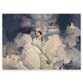 Поздравительная открытка с принтом Царевна лебедь в Петрозаводске, 100% бумага | плотность бумаги 280 г/м2, матовая, на обратной стороне линовка и место для марки
 | живопись | искусство | картина | художники | шедевры