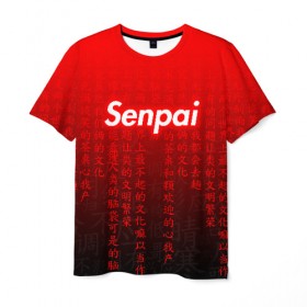 Мужская футболка 3D с принтом SENPAI MATRIX RED в Петрозаводске, 100% полиэфир | прямой крой, круглый вырез горловины, длина до линии бедер | ahegao | anime | senpai | аниме | ахегао. | ахэгао | семпай | сенпаи