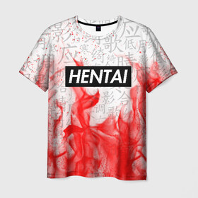 Мужская футболка 3D с принтом HENTAI в Петрозаводске, 100% полиэфир | прямой крой, круглый вырез горловины, длина до линии бедер | ahegao | anime | senpai | аниме | ахегао. | ахэгао | семпай | сенпаи