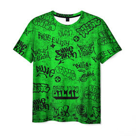Мужская футболка 3D с принтом Billie Eilish Graffiti Grunge в Петрозаводске, 100% полиэфир | прямой крой, круглый вырез горловины, длина до линии бедер | billie | eilish | graffiti | grunge | айлиш | билли | граффити | татуировки