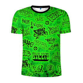 Мужская футболка 3D спортивная с принтом Billie Eilish Graffiti glow в Петрозаводске, 100% полиэстер с улучшенными характеристиками | приталенный силуэт, круглая горловина, широкие плечи, сужается к линии бедра | billie | eilish | glow | graffiti | grunge | айлиш | билли | граффити | кислота | татуировки