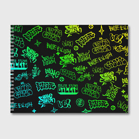 Альбом для рисования с принтом Billie Eilish Graffiti gradien в Петрозаводске, 100% бумага
 | матовая бумага, плотность 200 мг. | Тематика изображения на принте: billie | eilish | gradient | graffiti | айлиш | билли | градиент | граффити | татуировки