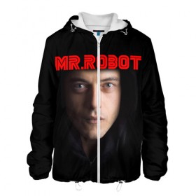 Мужская куртка 3D с принтом Mr.robot в Петрозаводске, ткань верха — 100% полиэстер, подклад — флис | прямой крой, подол и капюшон оформлены резинкой с фиксаторами, два кармана без застежек по бокам, один большой потайной карман на груди. Карман на груди застегивается на липучку | 