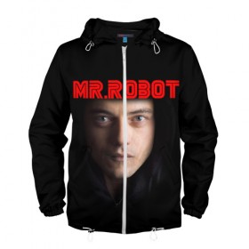 Мужская ветровка 3D с принтом Mr.robot в Петрозаводске, 100% полиэстер | подол и капюшон оформлены резинкой с фиксаторами, два кармана без застежек по бокам, один потайной карман на груди | Тематика изображения на принте: 